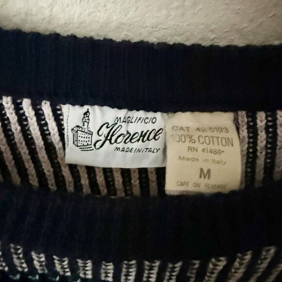 MAGLIFICIO FLORENCE | Italian Vintage Cotton Sweater Blue 90's Sweater | Medium - Picture 4 of 5